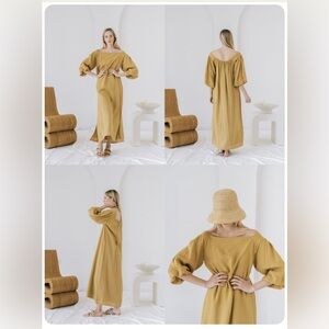 Laude the Label Cleo Linen Dress in Turmeric NWOT Size XS